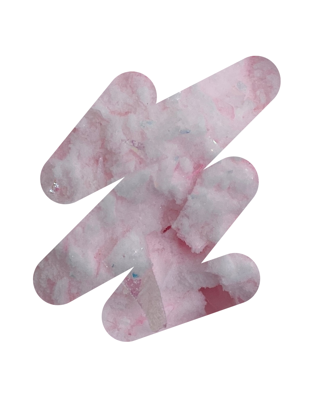 Makima – Iridescent pink glitter powder with clear base, kawaii nails.