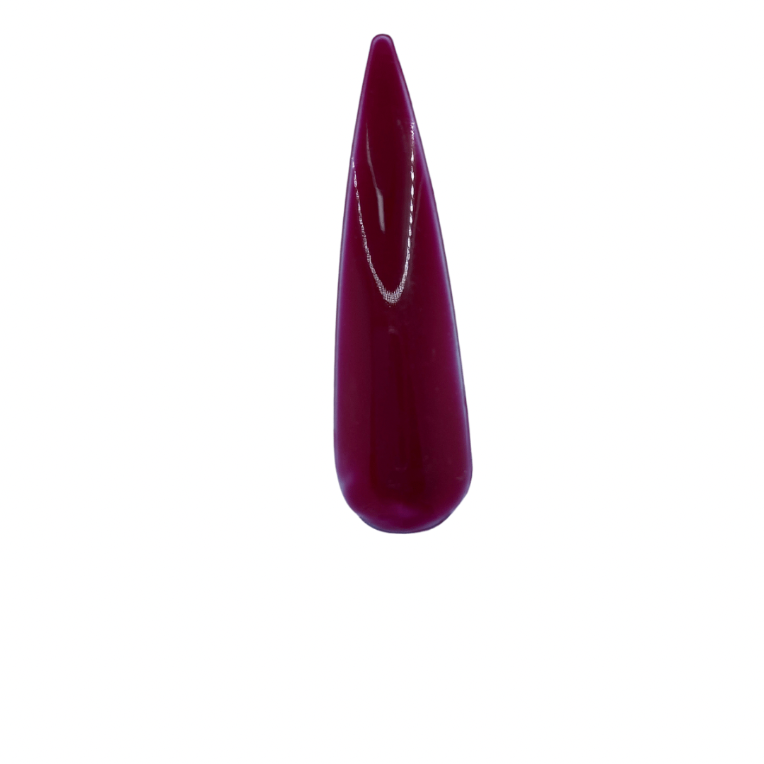 Shanks – Deep red acrylic powder for bold, statement nails.