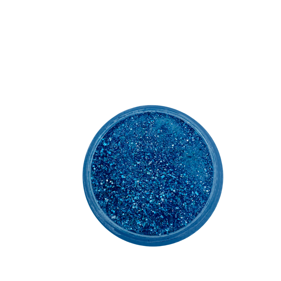 Rika – Light blue glitter acrylic powder for winter nails or frosty designs.