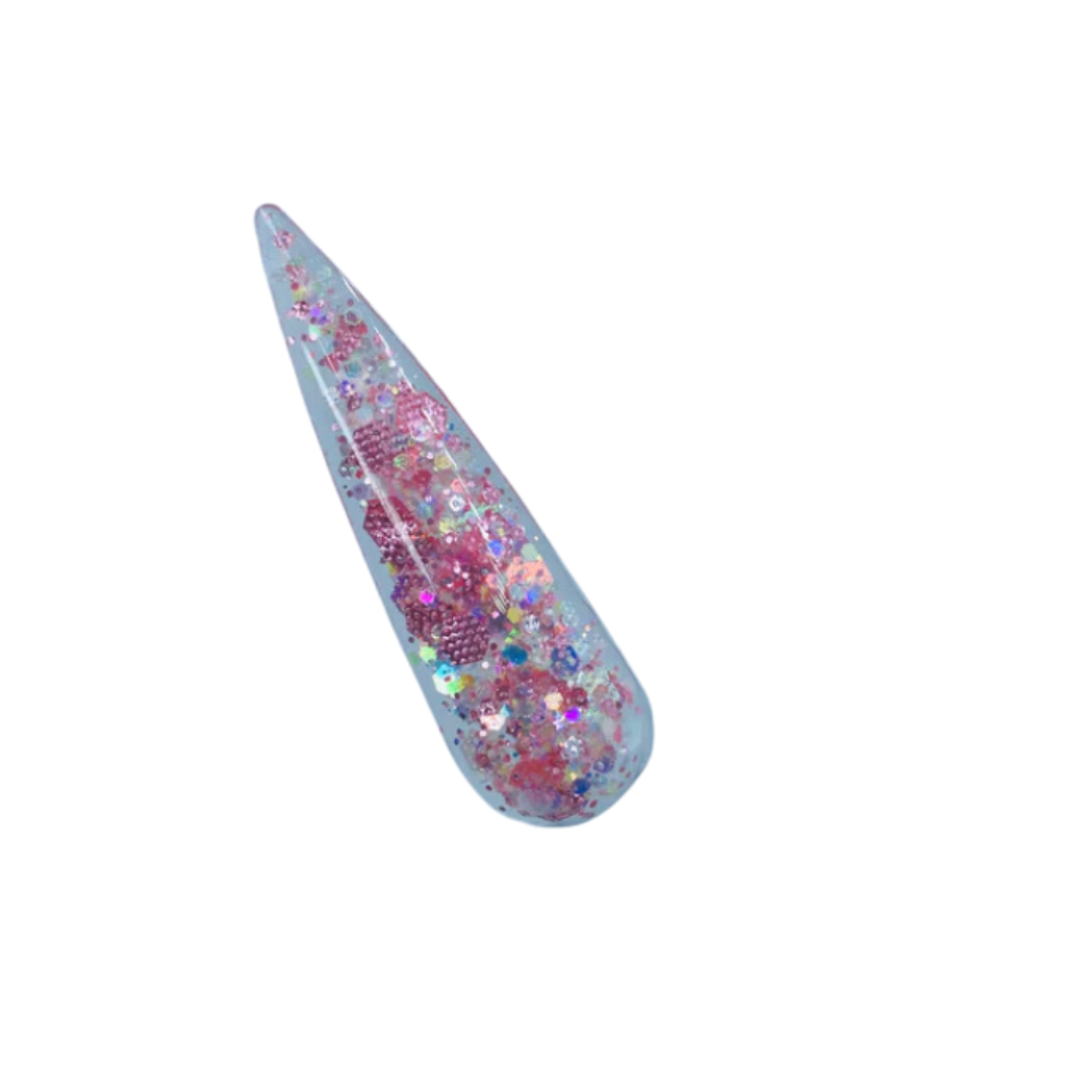 Rose Tinted – Mixed pink hex glitter acrylic powder, ideal for sparkly nail art. Perfect for advance and beginner Nail Techs