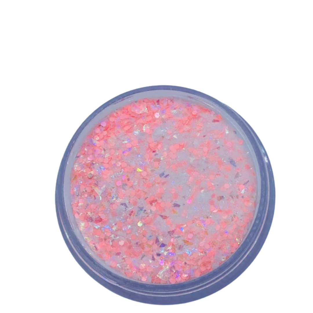 Rider – Glitter Acrylic Powder with Pink Iridescent Shine (Glass Nail Effect)
